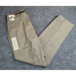 SAVANE Men's Classic Fit Deep Dye Khaki Dress Pants Size 34x32 Beige Flat Front